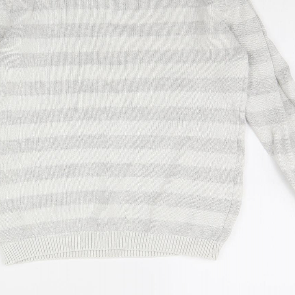 Nutmeg Girls Grey Striped Pullover Jumper Size 12 Years - Unicorn