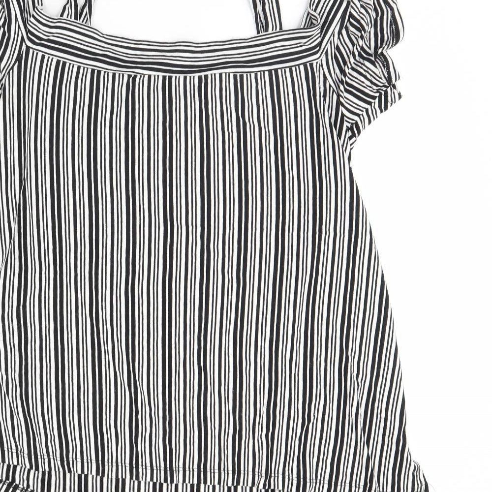 F&F Womens Black Striped Basic Blouse Size 10