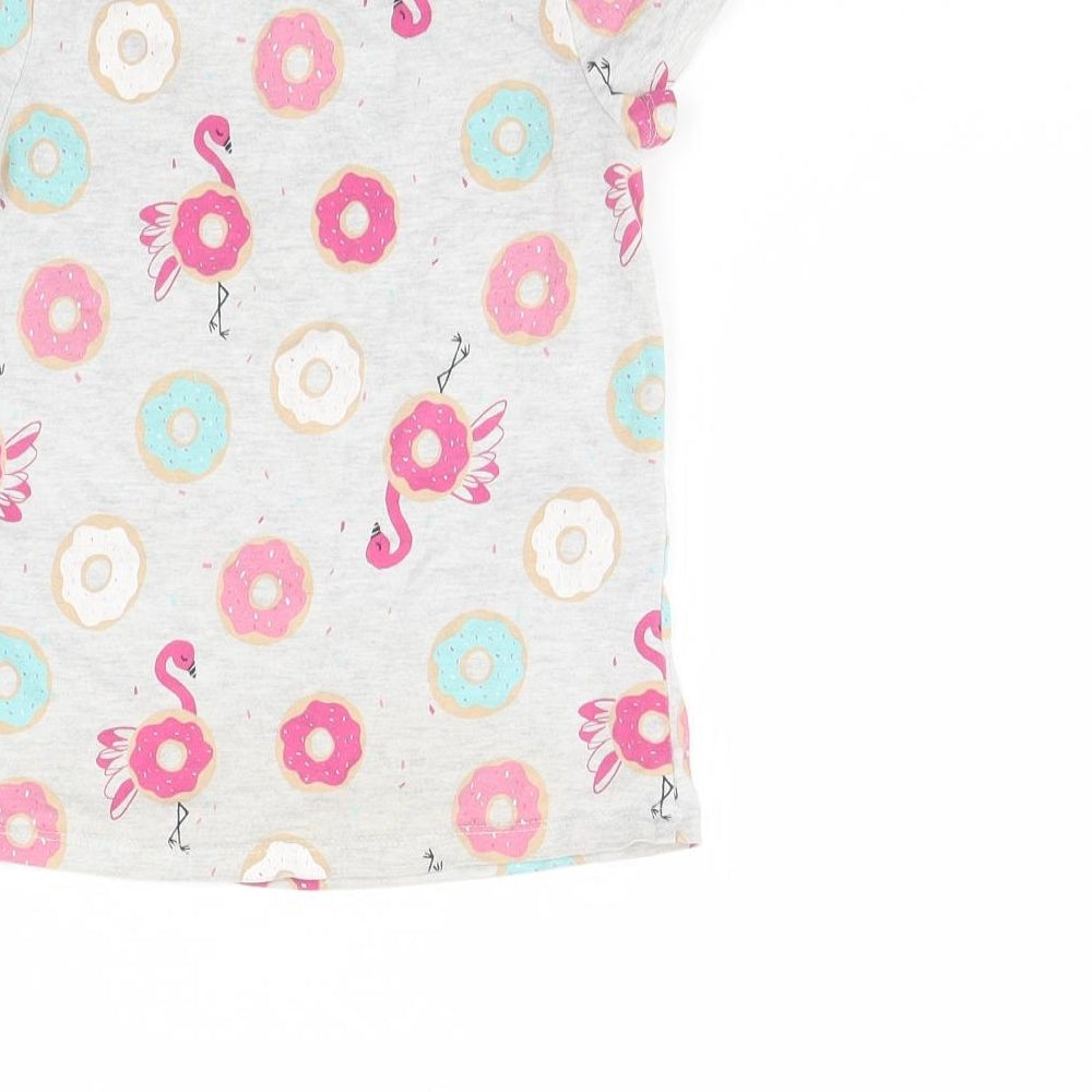 George Girls Grey Spotted Basic T-Shirt Size 6 Years - Doughnuts