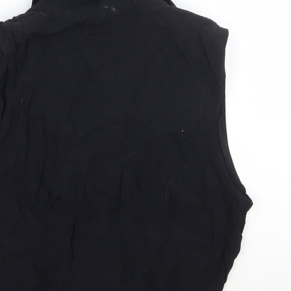 Style Womens Black Cropped Button-Up Size 12