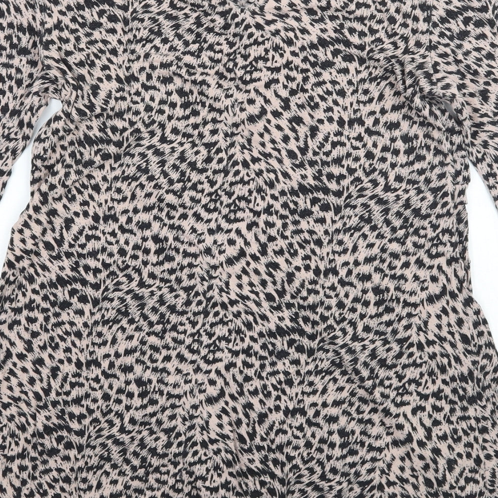 NEXT Womens Brown Animal Print Basic Blouse Size 10