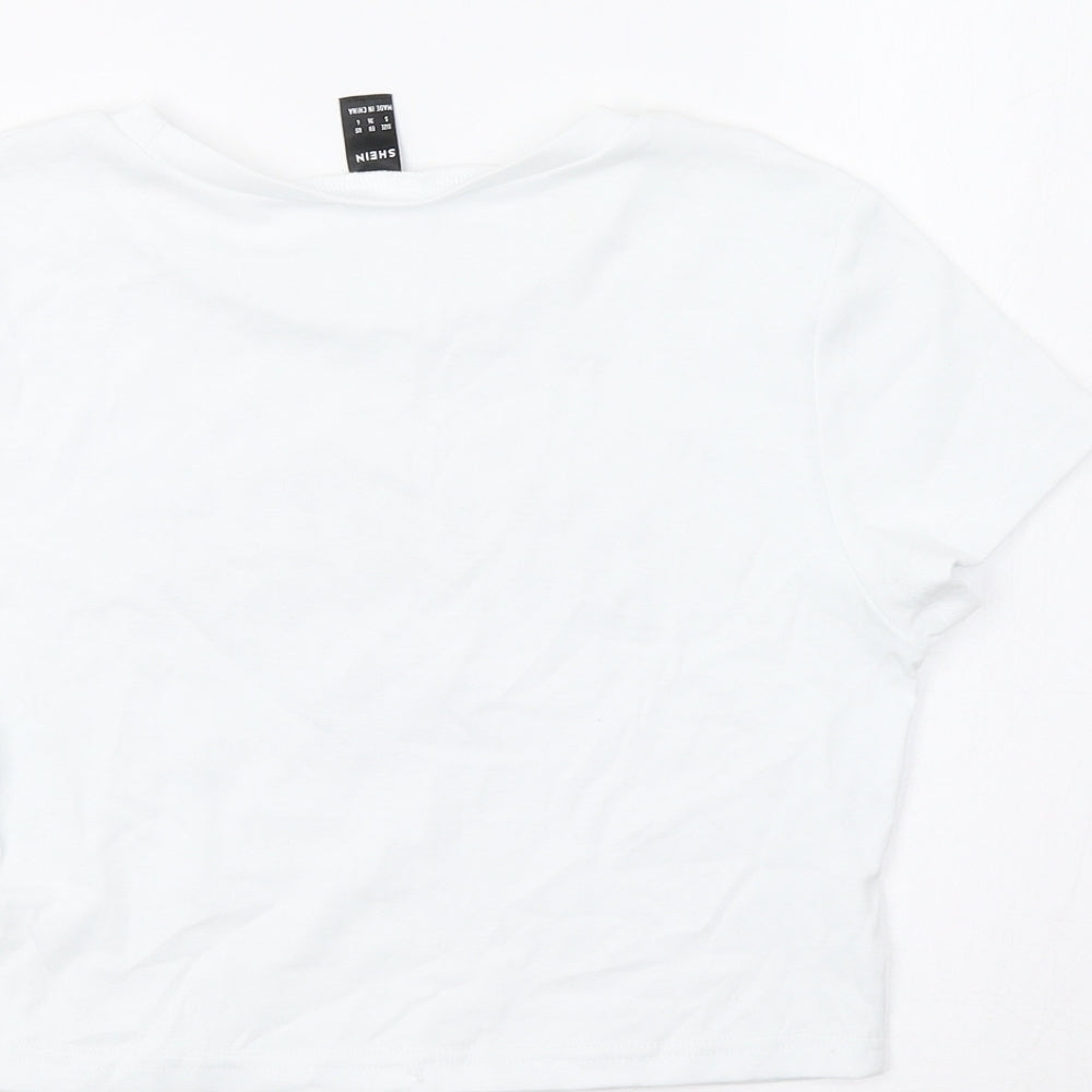 SHEIN Womens White Cropped T-Shirt Size S - USA