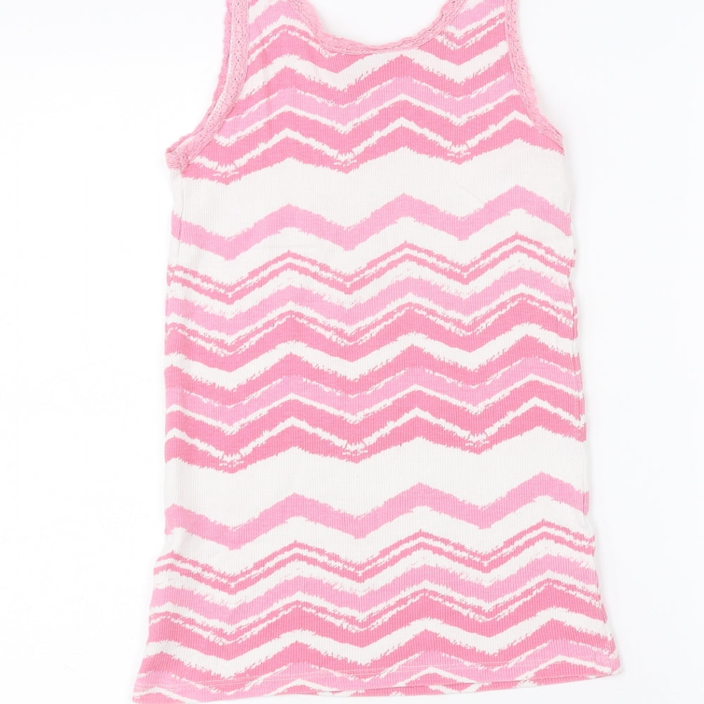 Matalan Girls White Striped Basic Tank Size 13 Years