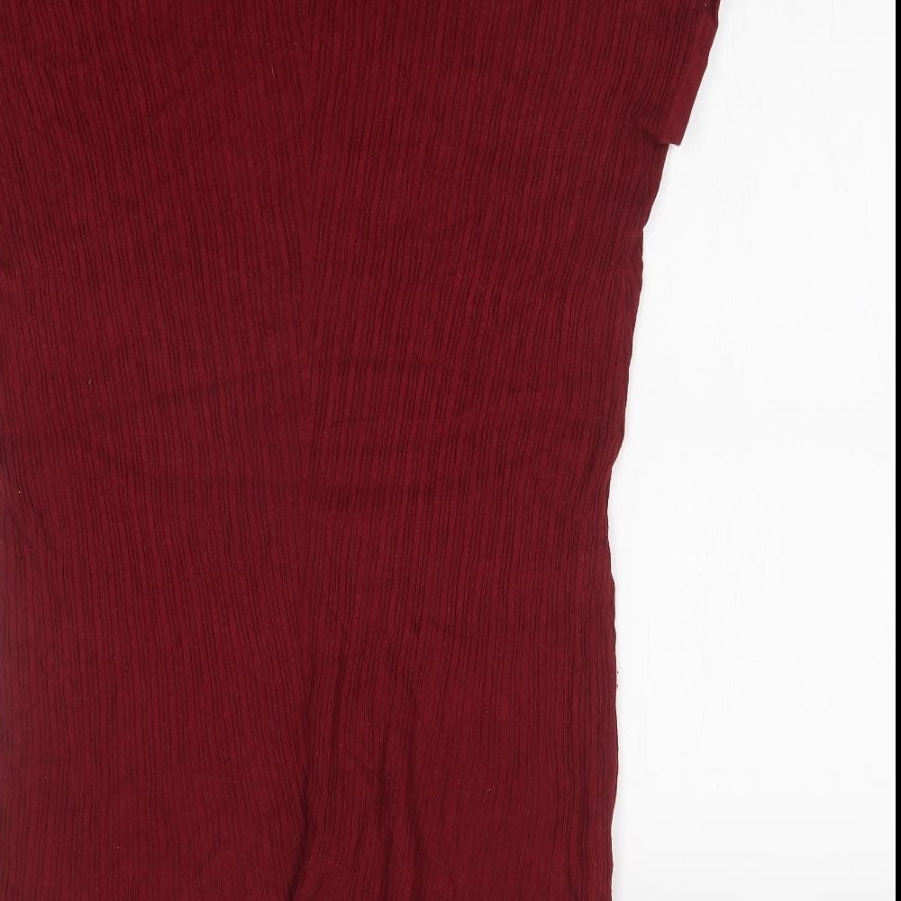 Select Womens Red Striped Basic T-Shirt Size 14