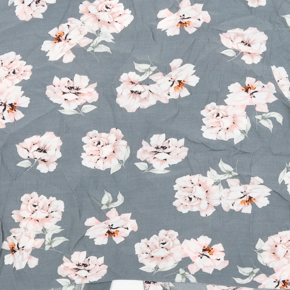 New Look Girls Grey Floral Basic Button-Up Size 15 Years
