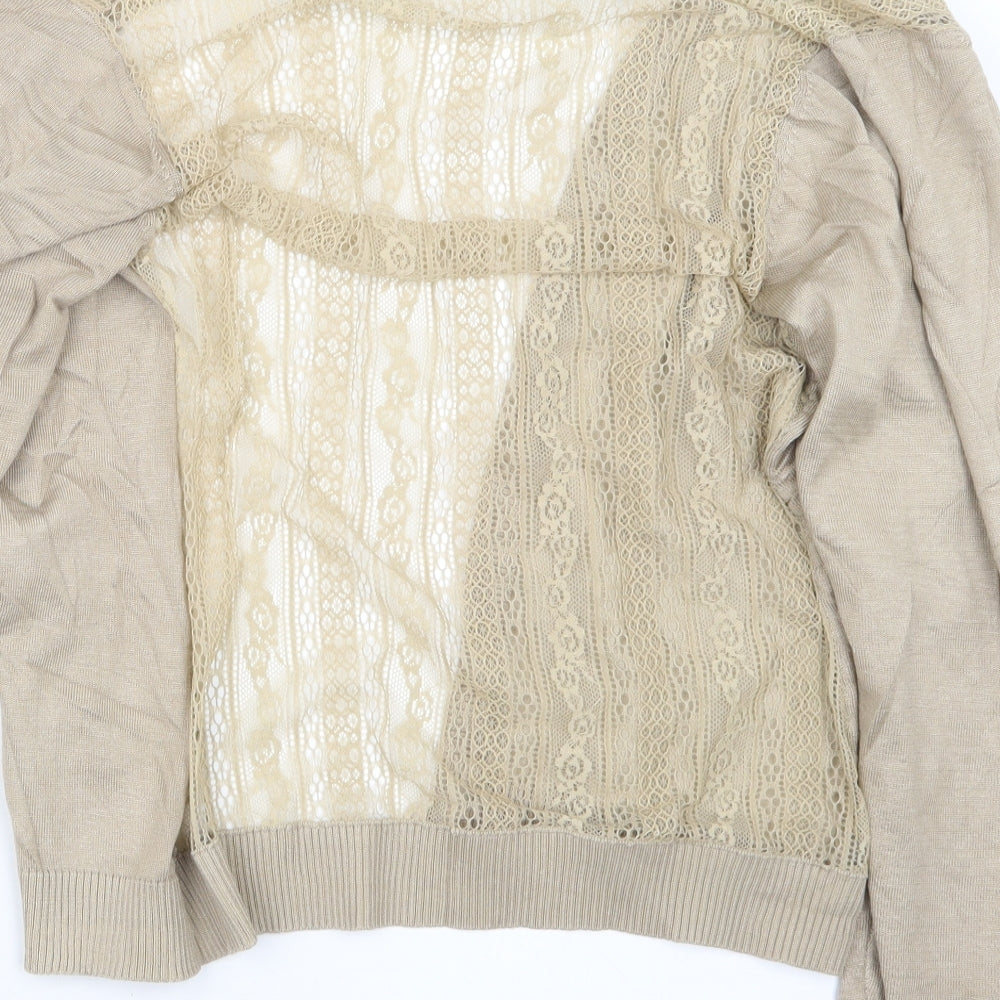 ChenKe Womens Beige Knit Cardigan Jumper Size M