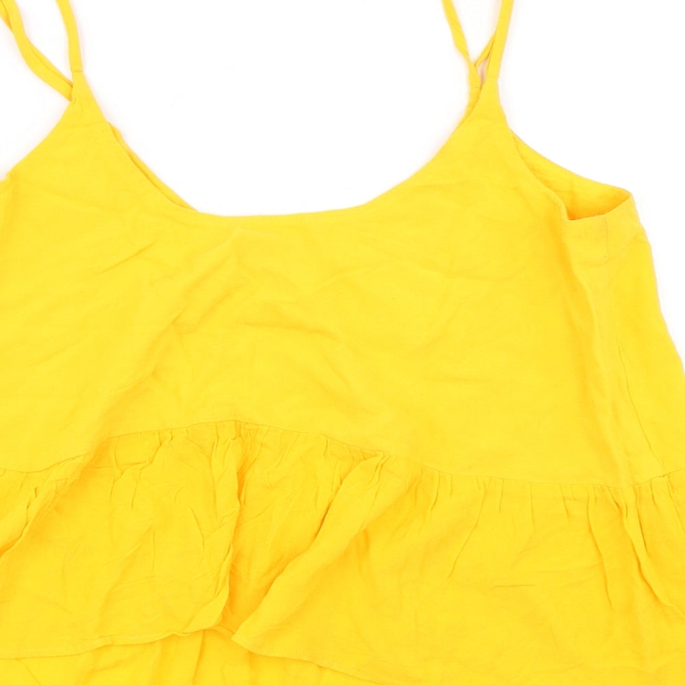 Topshop Womens Yellow Camisole T-Shirt Size 8 - Cropped