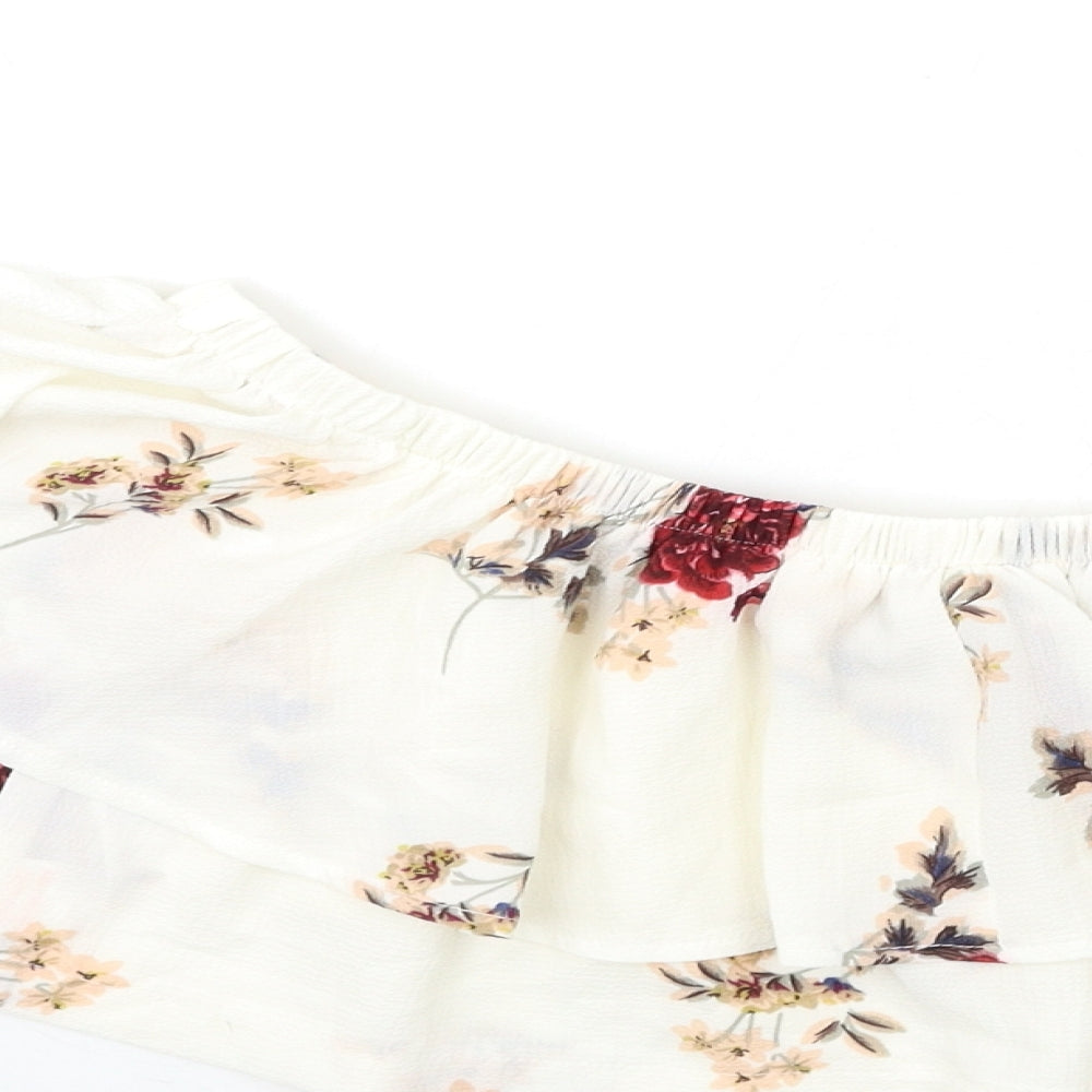 In the Style Womens White Floral Basic Blouse Size 8