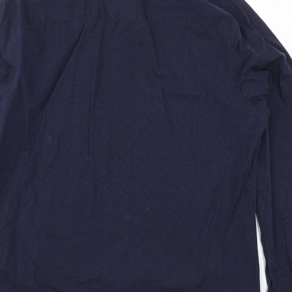 F&F Mens Blue Polka Dot Button-Up Size 16