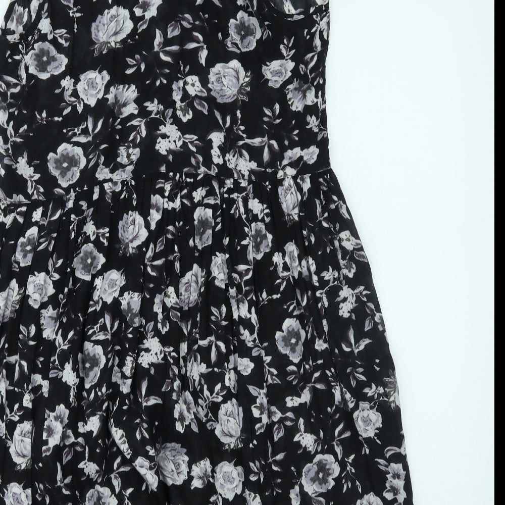 Innocence Womens Black Floral A-Line Size 10