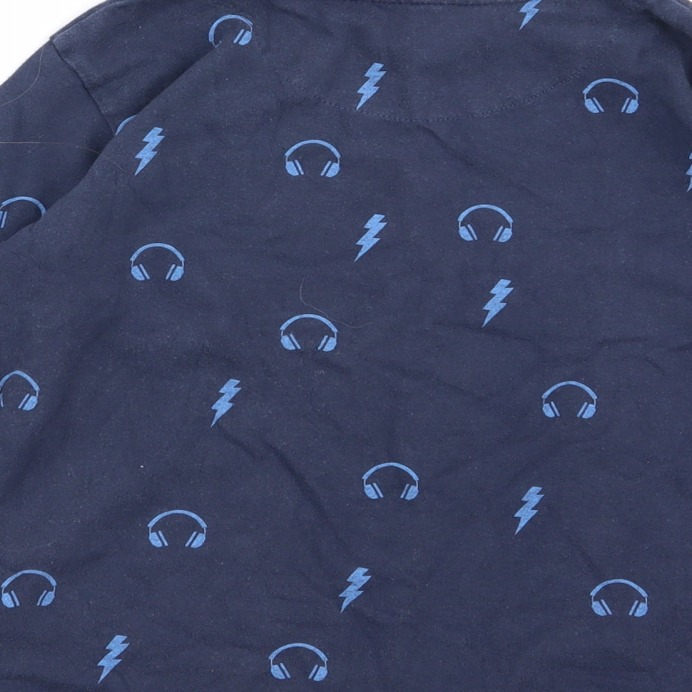 bluezoo Boys Blue Geometric Pyjama Top Size 7-8 Years