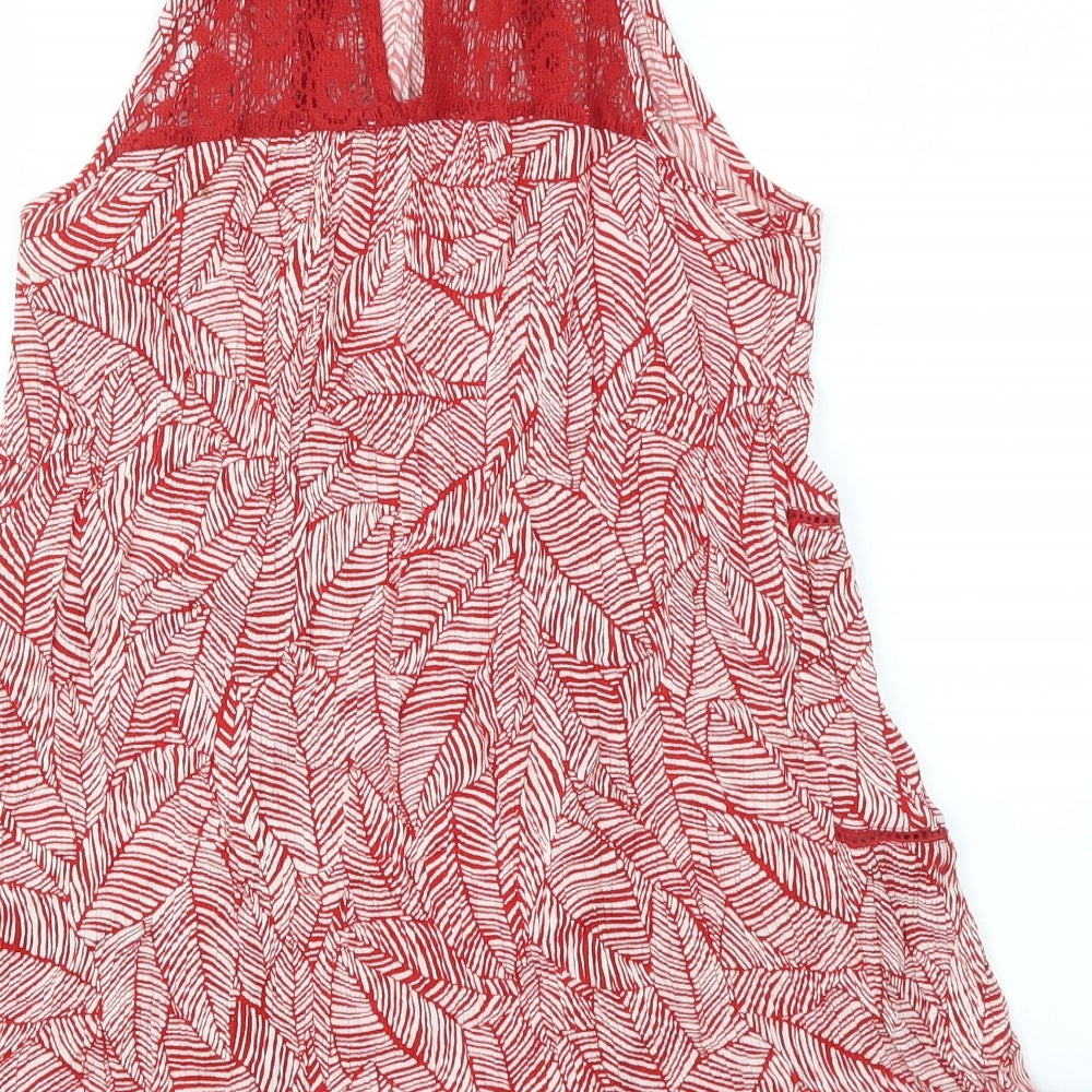 George Womens Red Floral Basic T-Shirt Size 8