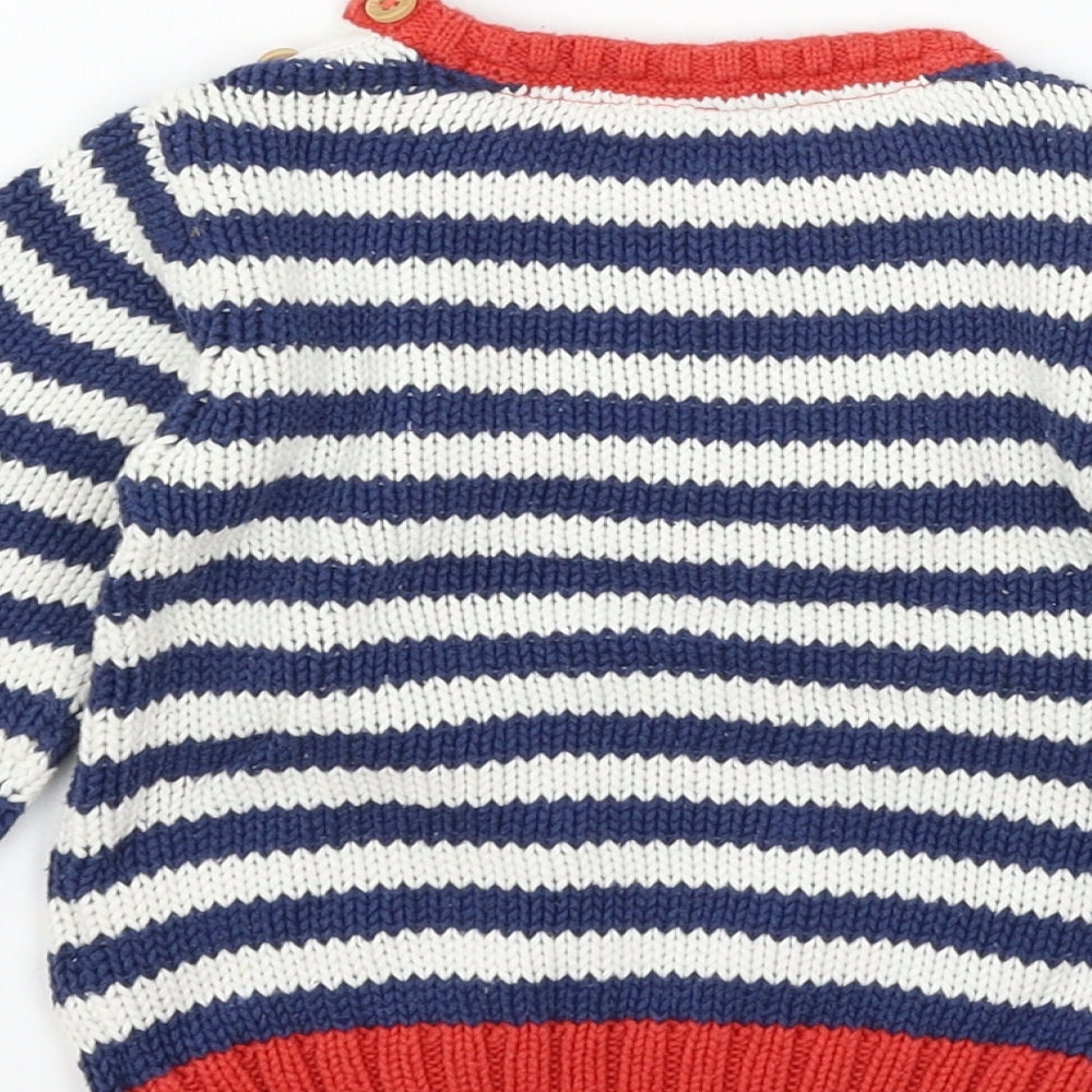 TU Baby Blue Striped Knit Pullover Jumper Size 9-12 Months - Polar Bear