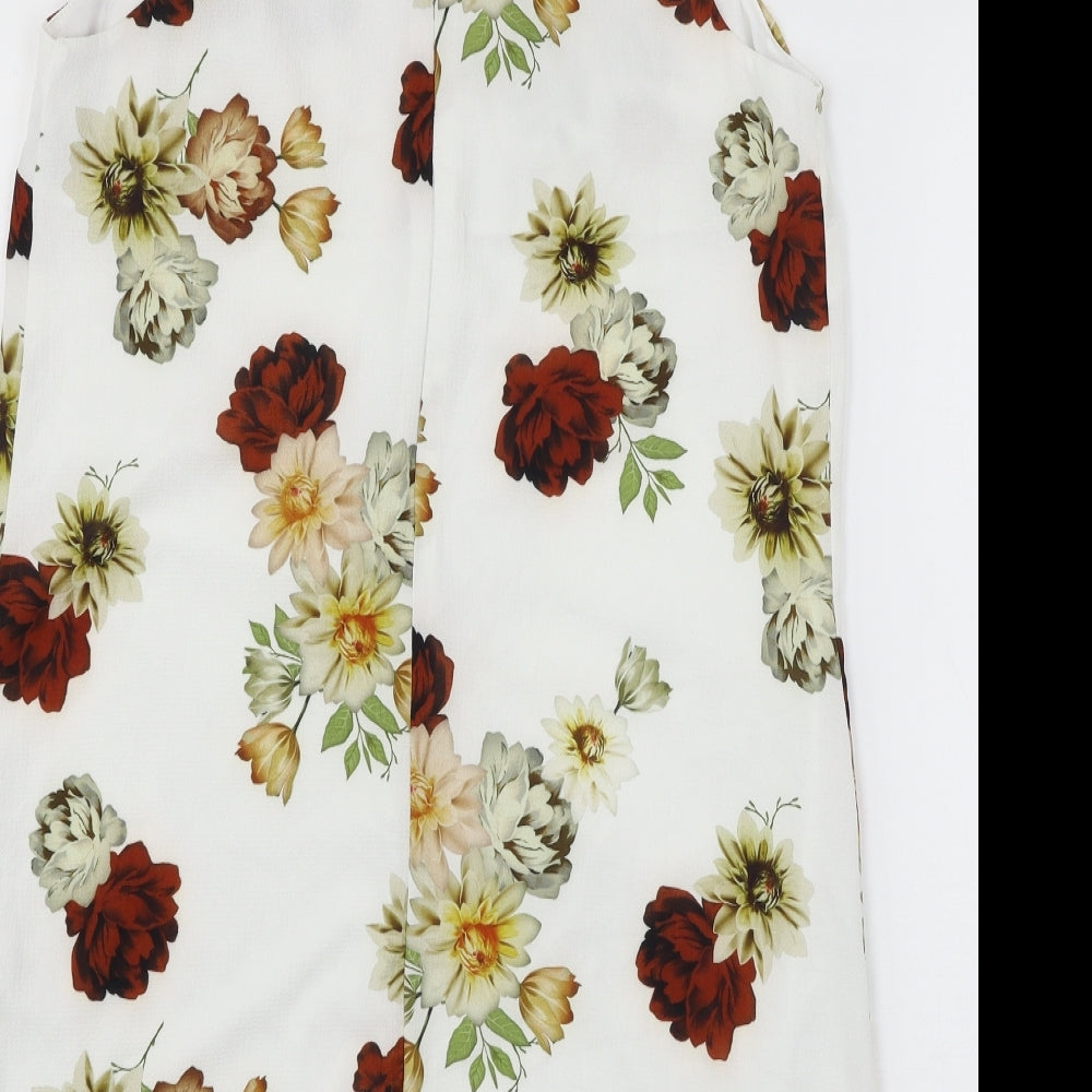 New Look Womens White Floral A-Line Size 12