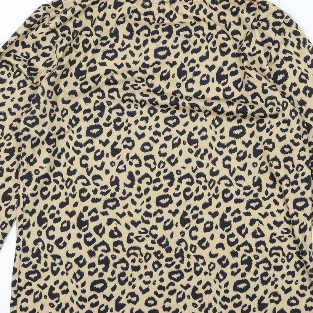 Preworn Womens Brown Animal Print Jersey Basic T-Shirt Size S