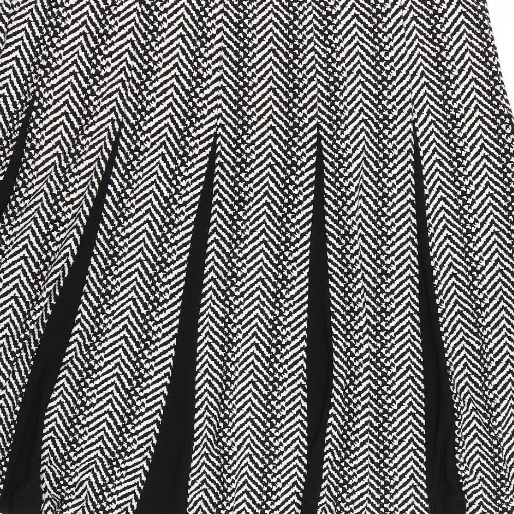 Roz&Ali Womens Black Striped Skater Skirt Size L