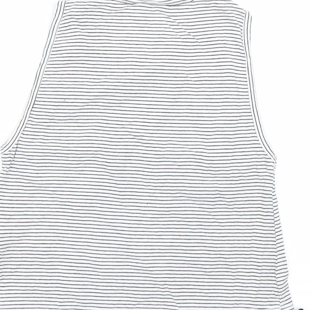New Look Womens White Striped Basic Tank Size 6