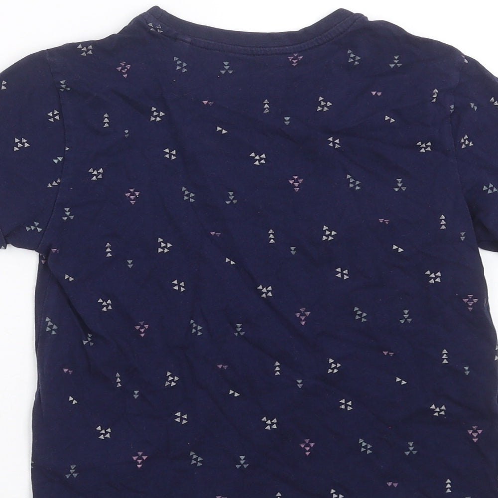 Primark Girls Blue Geometric Basic T-Shirt Size 6-7 Years