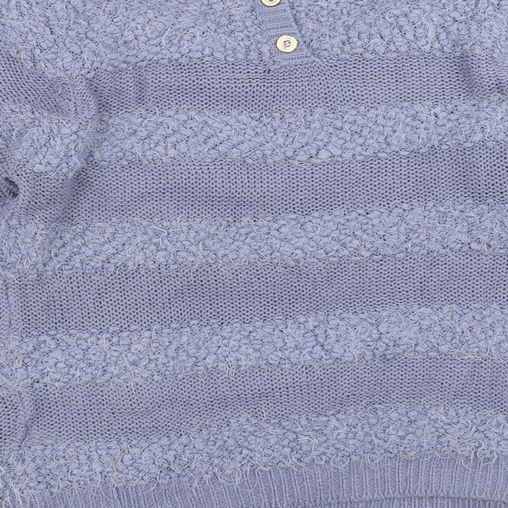 Originals Womens Blue Striped Knit Pullover Jumper Size L - fluffy