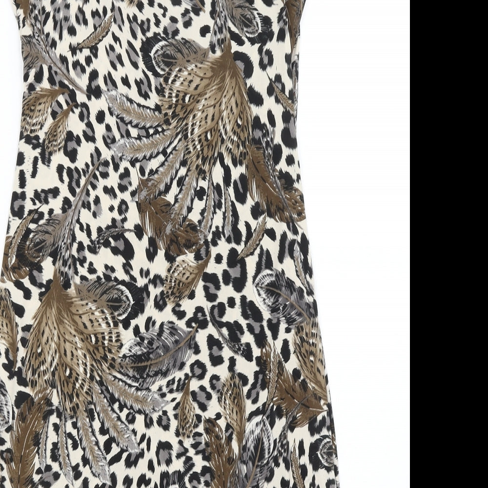 West One Womens Brown Animal Print T-Shirt Dress Size S