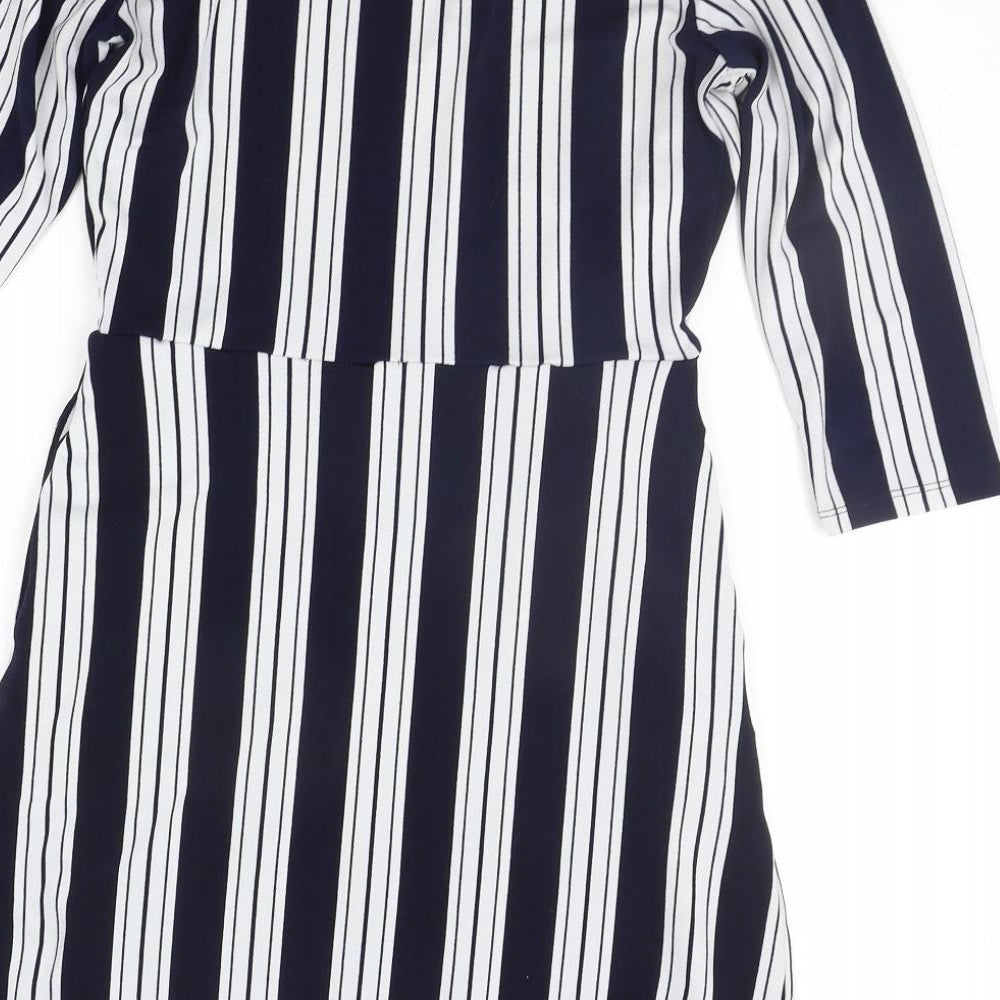 H&M Womens Blue Striped A-Line Size XS