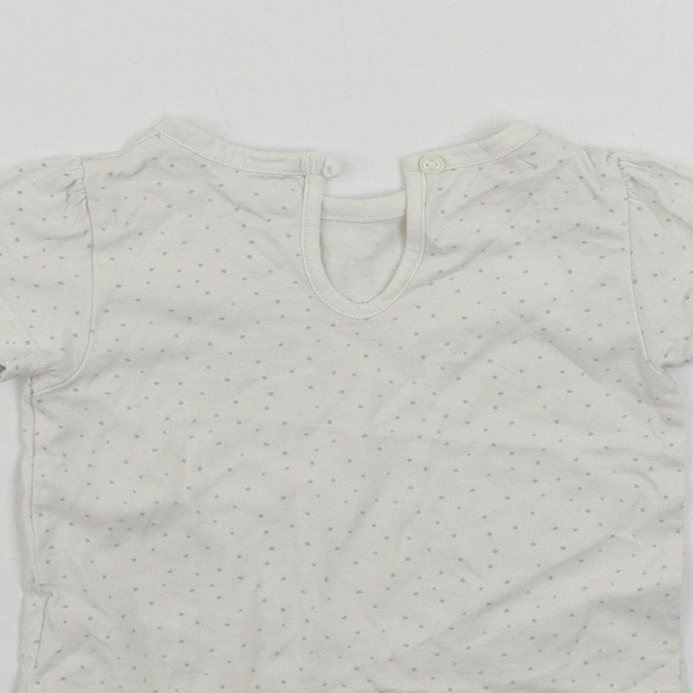 Marks & Spencer Girls White Polka Dot Basic T-Shirt Size 3-6 Months