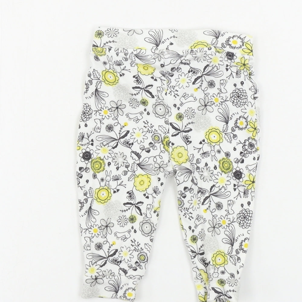 Nutmeg Girls White Floral Jogger Leggings Size 3-6 Months