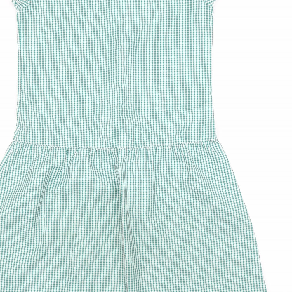 Matalan Girls Green Check Shirt Dress Size 10 Years