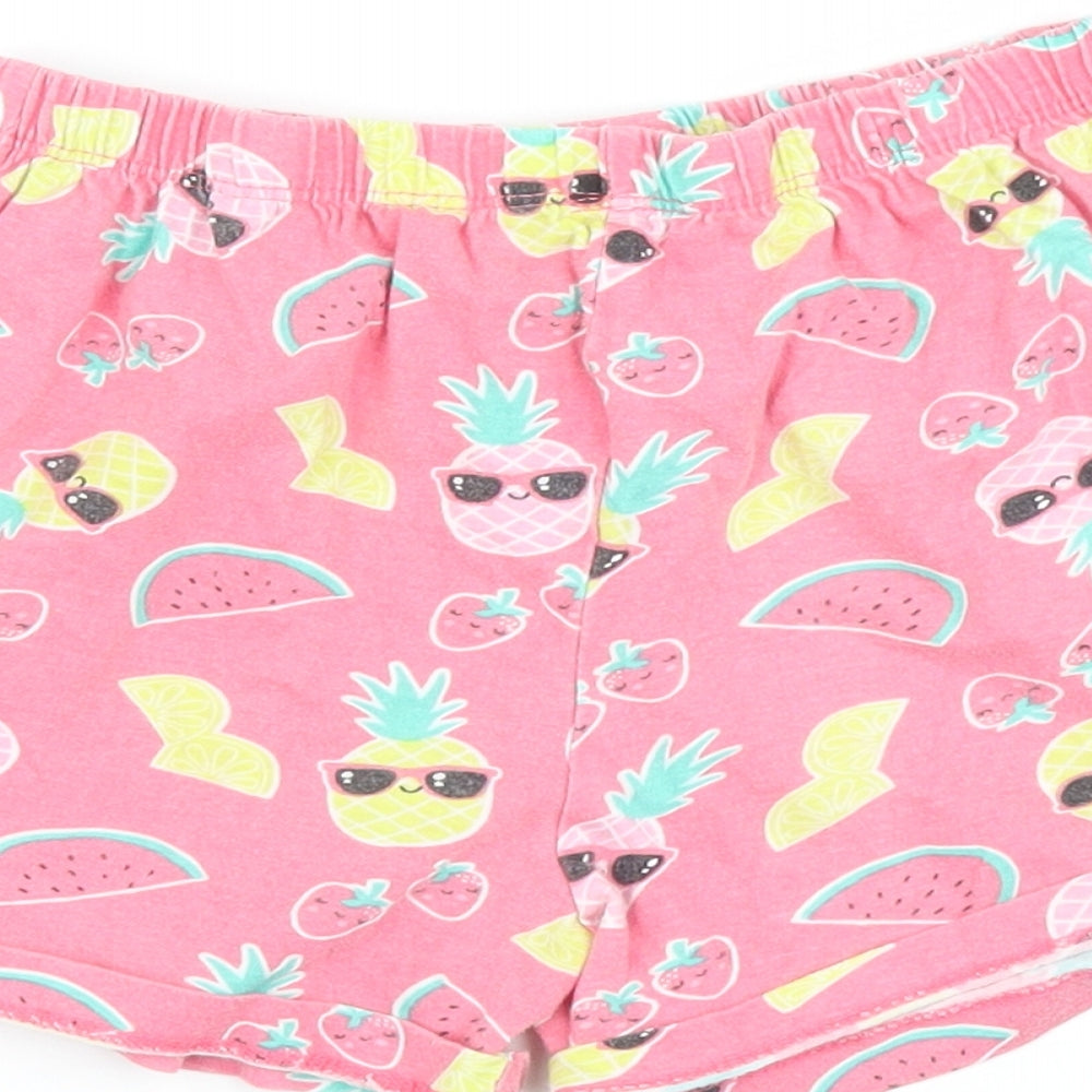 kids Girls Pink Solid Top Pyjama Pants Size 6-7 Years
