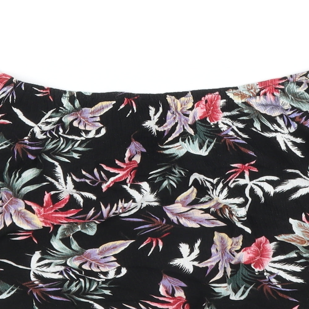 Select Womens Black Floral Basic Blouse Size 6