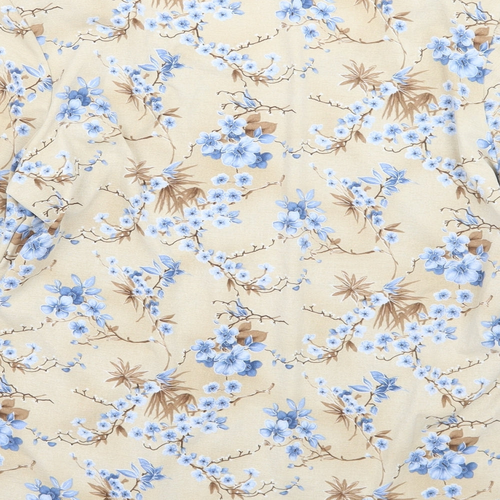 CMD Womens Beige Floral Basic T-Shirt Size XL