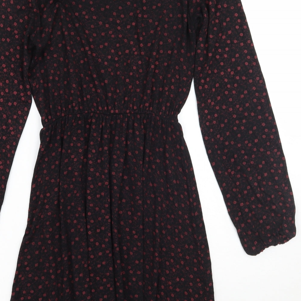 Select Womens Black Floral A-Line Size 6