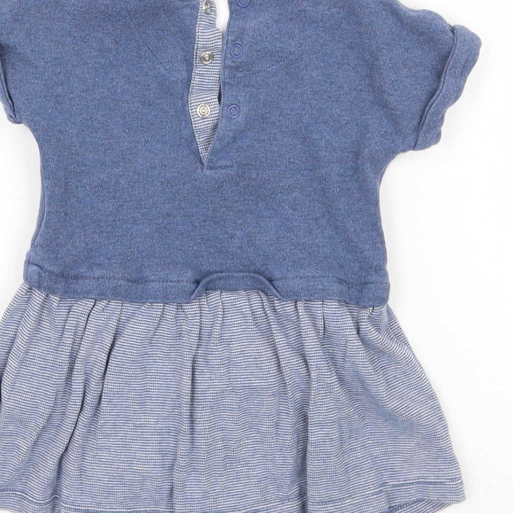 Mothercare Girls Blue Check Babygrow One-Piece Size 6-9 Months