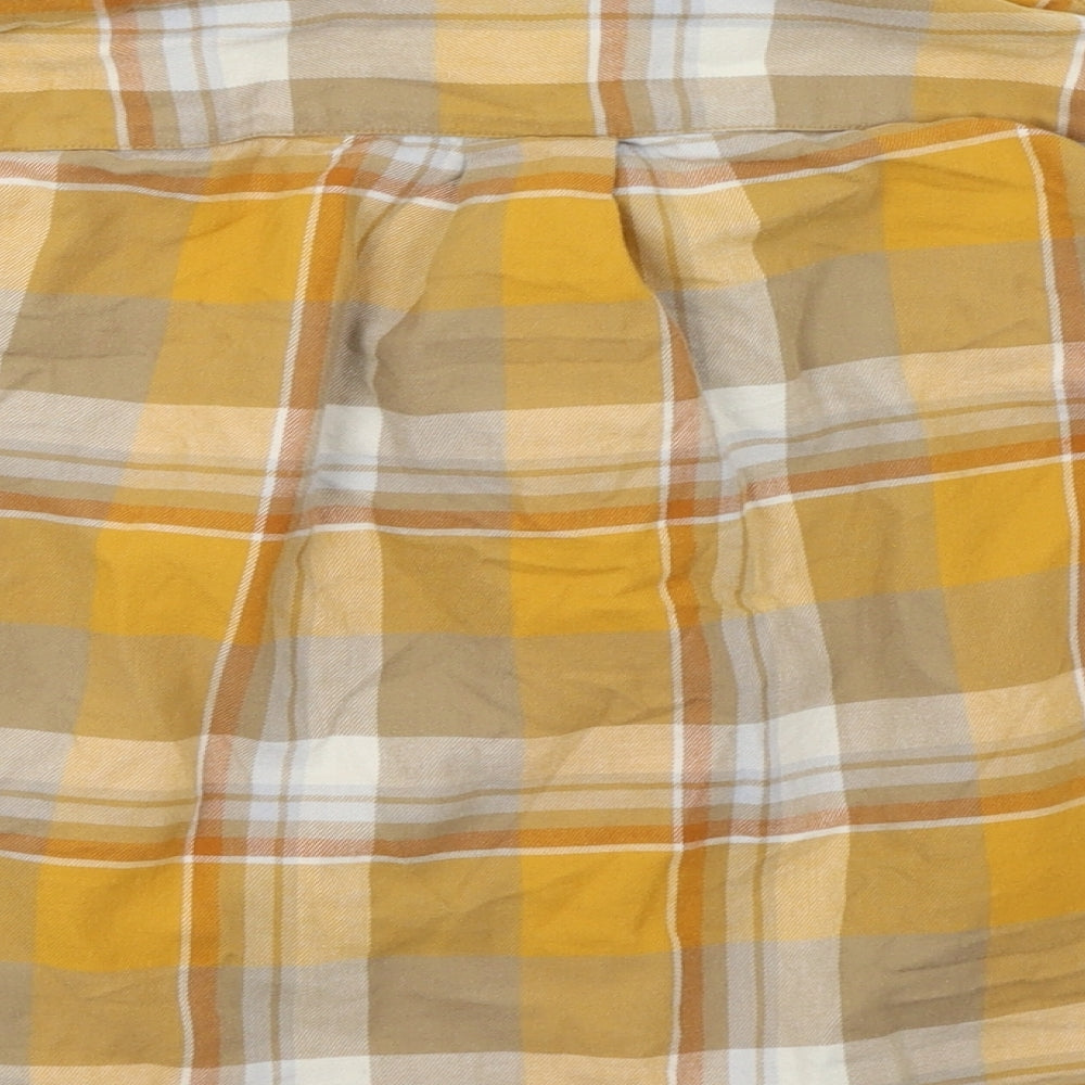 Preworn Womens Yellow Check Basic Button-Up Size 2XS