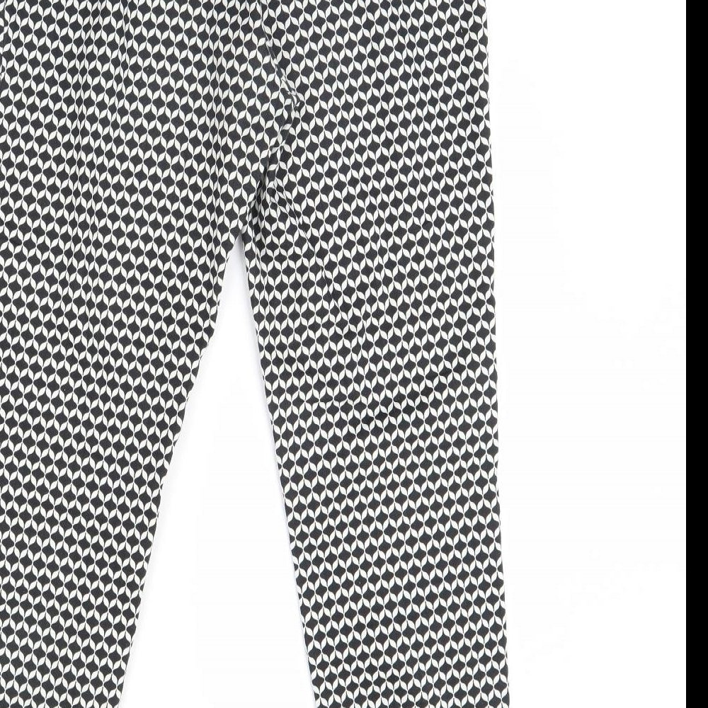 H&M Womens Black Geometric Trousers Size 10 L30 in