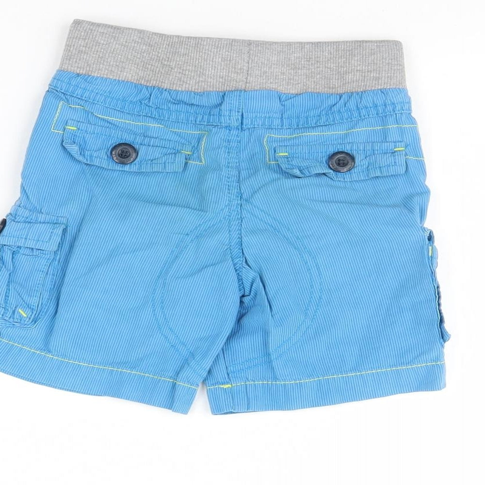 Cherokee Boys Blue Striped Chino Shorts Size 4 Years