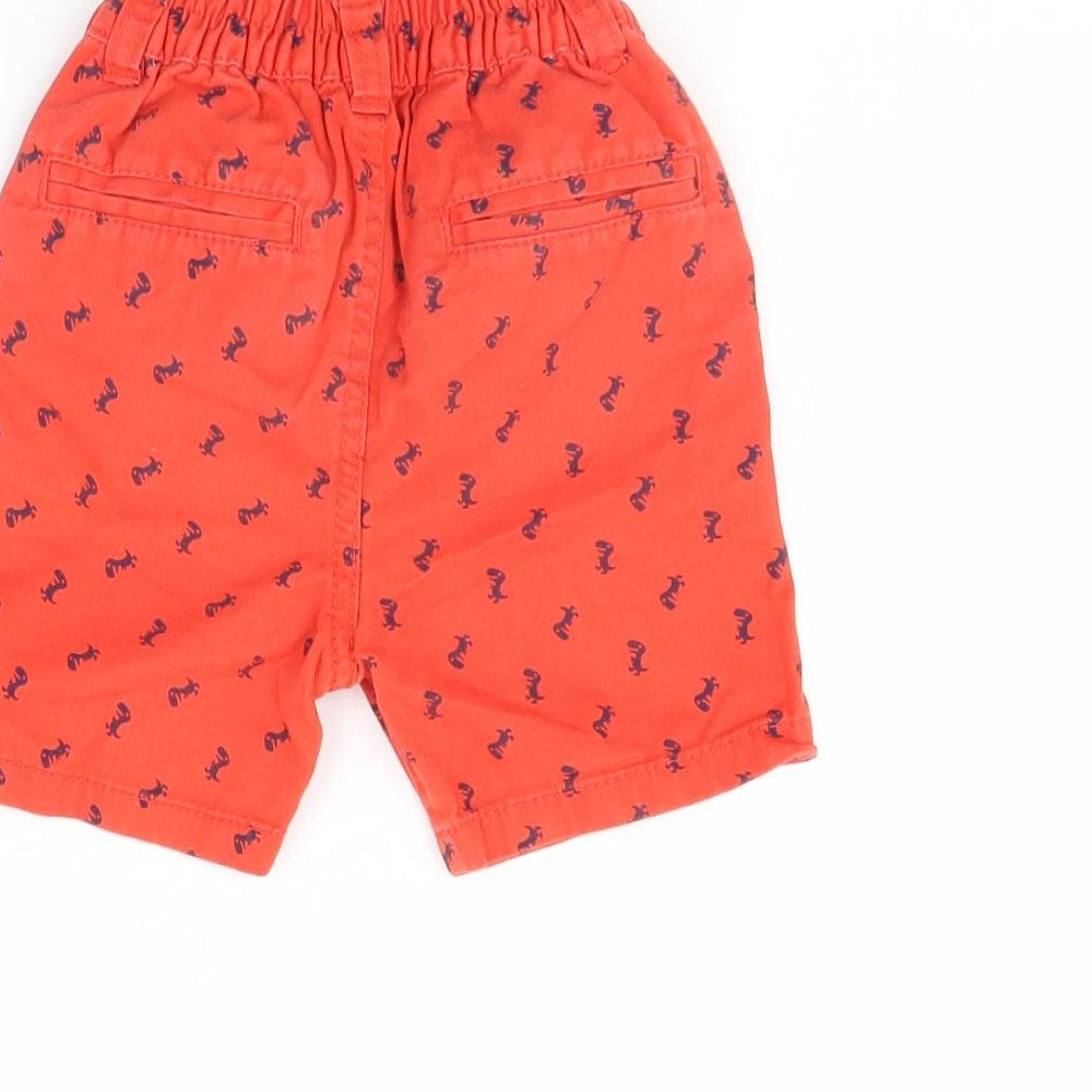 Little Rebel Boys Red Animal Print Chino Shorts Size 2 Years - Dinosaur