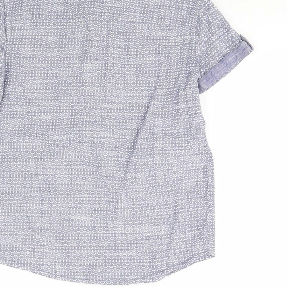 George Boys Blue Geometric Basic Button-Up Size 6 Years
