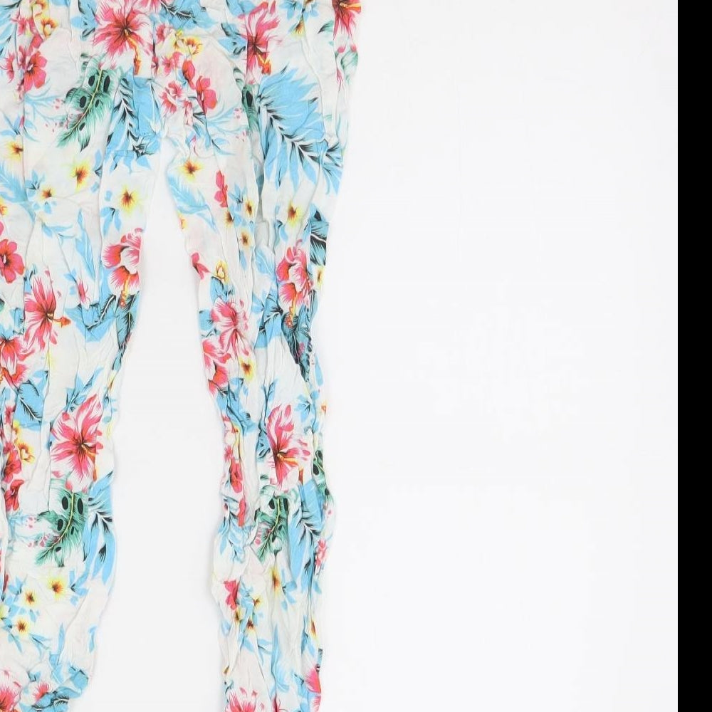 TU Girls White Floral Capri Trousers Size 9 Months