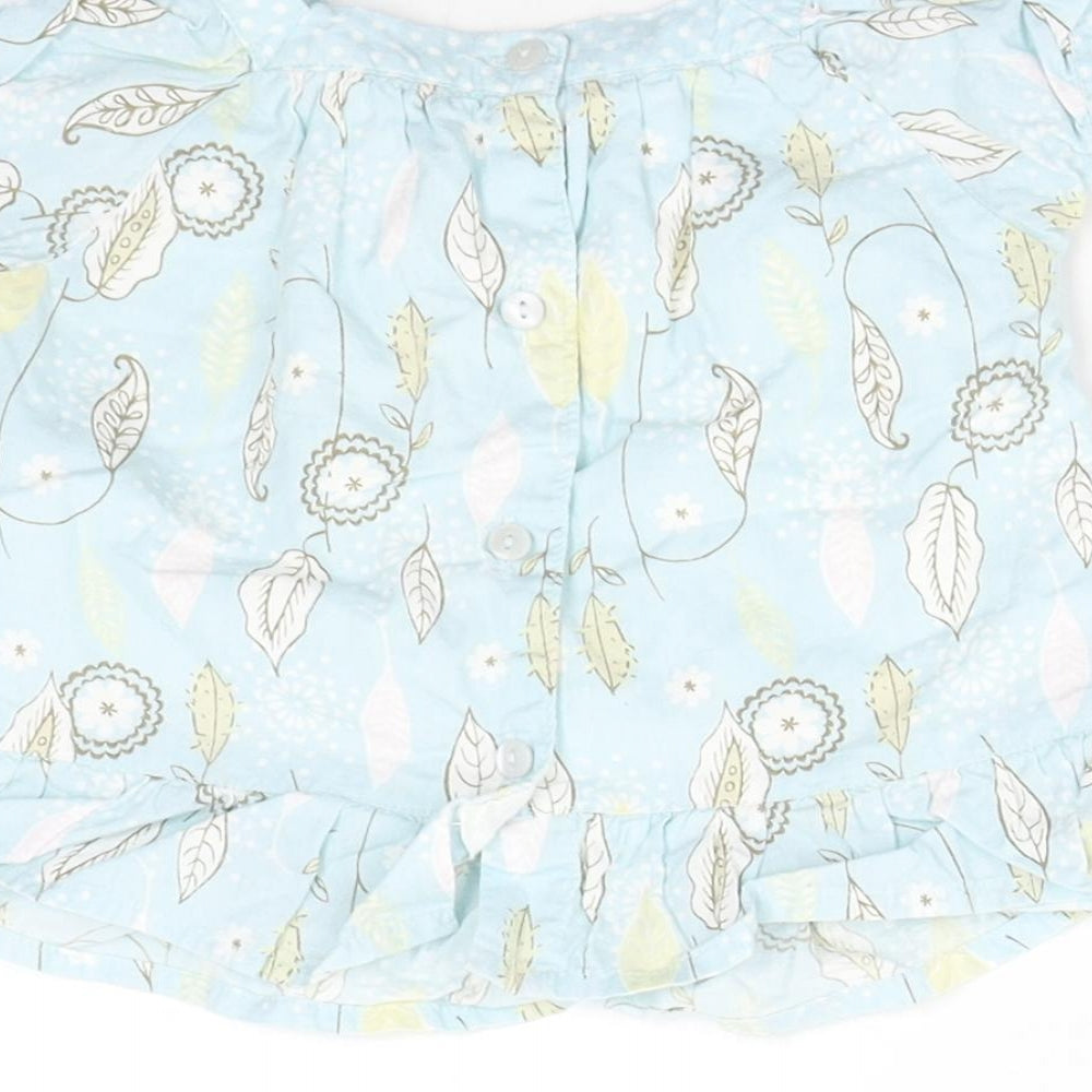 Matalan Girls Blue Floral Basic Blouse Size 3-6 Months