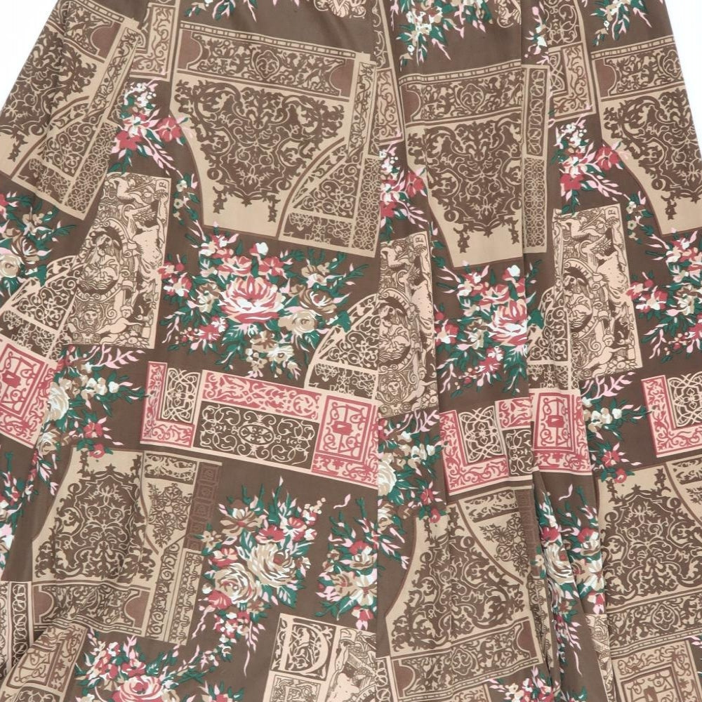 JEFFREY OHRENSTEIN Womens Brown Floral Flare Skirt Size 16