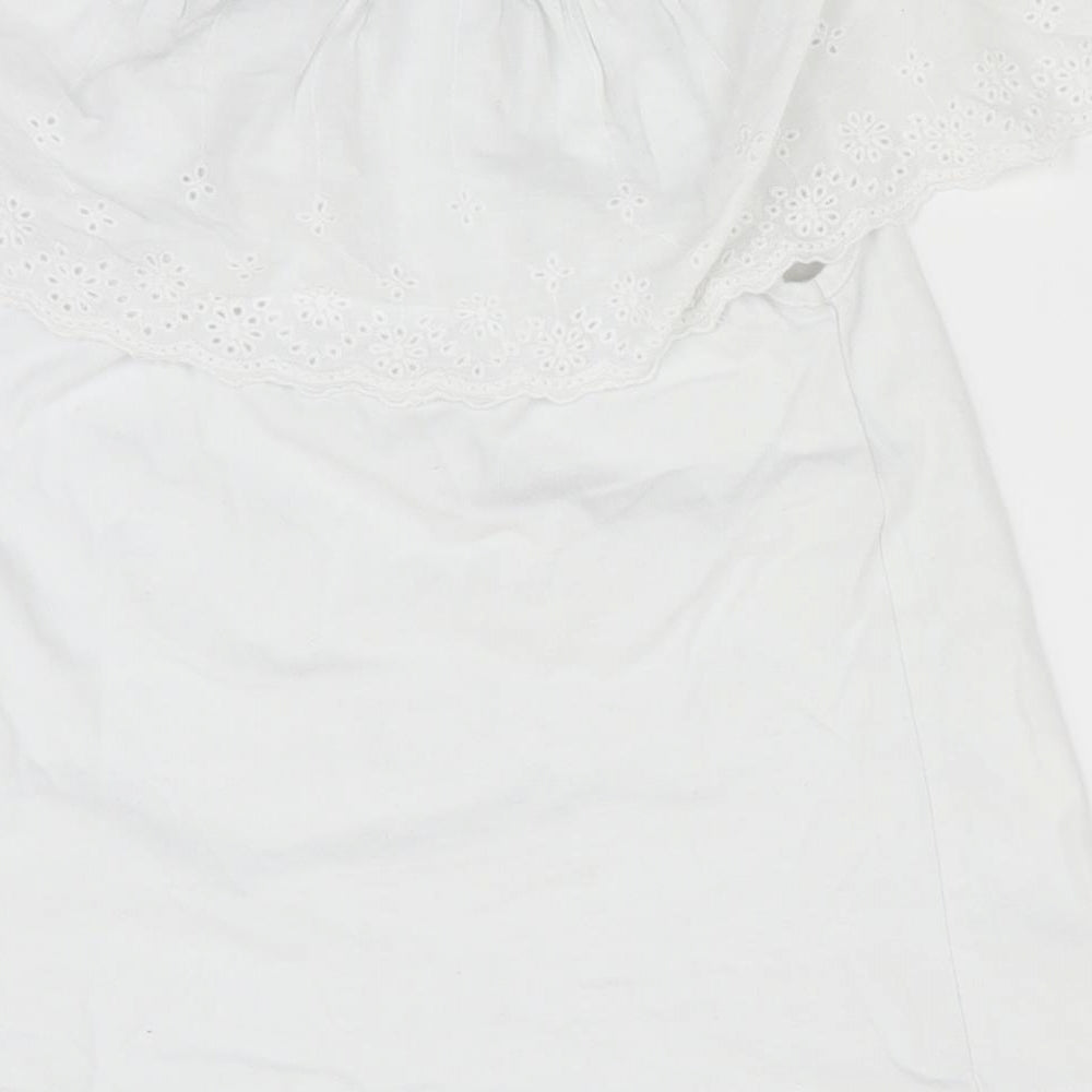 Little Dickins and Jones Girls White Floral Basic T-Shirt Size 7-8 Years