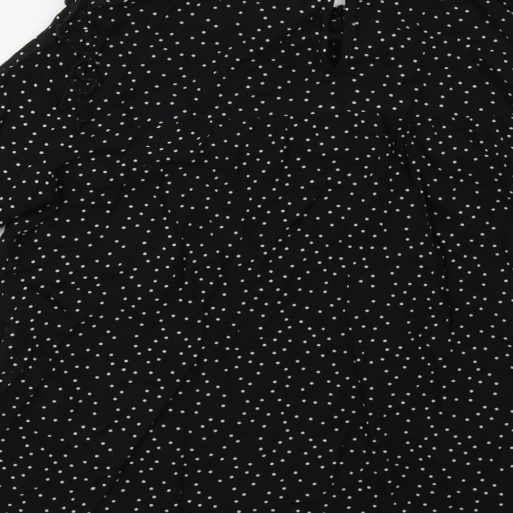 New Lok Womens Black Polka Dot Basic Blouse Size 8