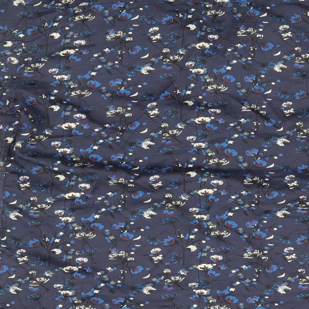 NINES Collection Womens Blue Floral Basic Button-Up Size S