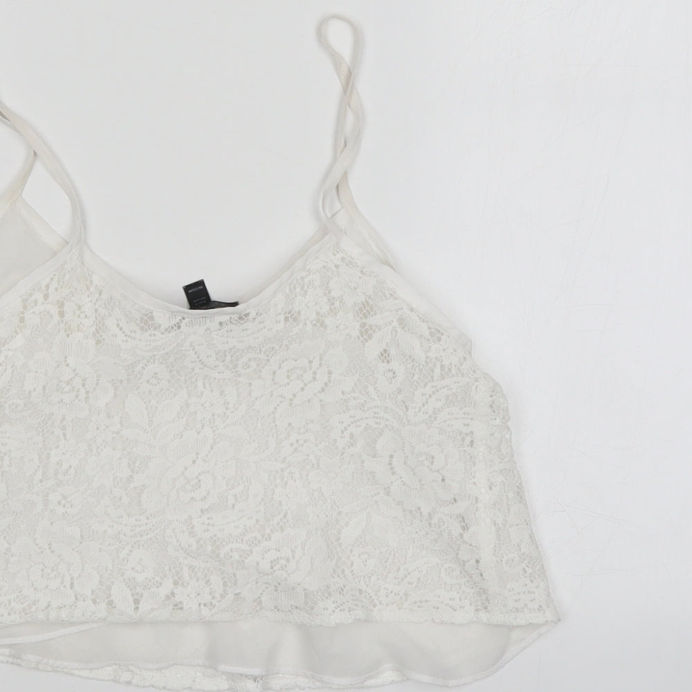 Topshop Womens White Floral Basic Blouse Size 6