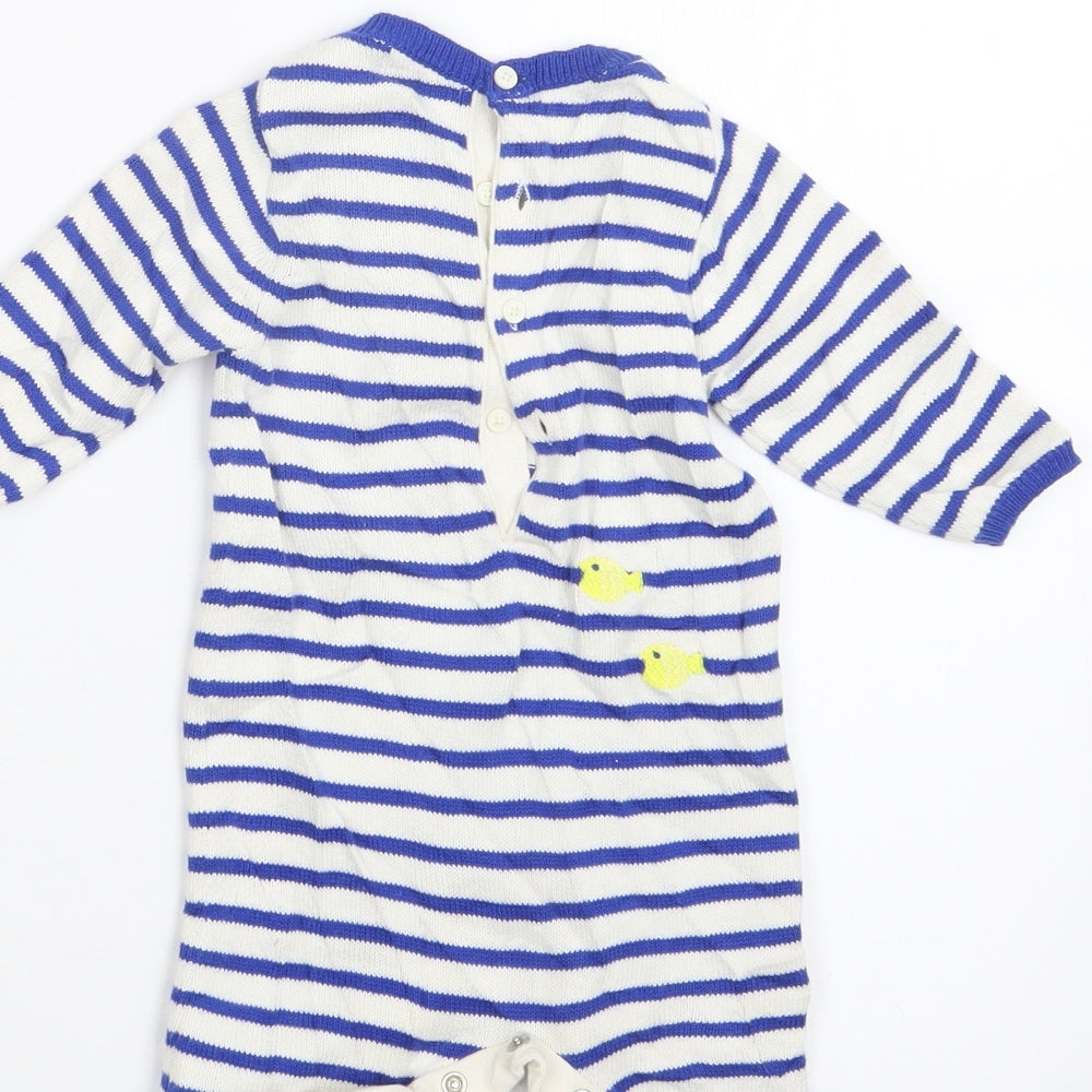 DP Boys Blue Striped Knit Coverall Outfit/Set One Size