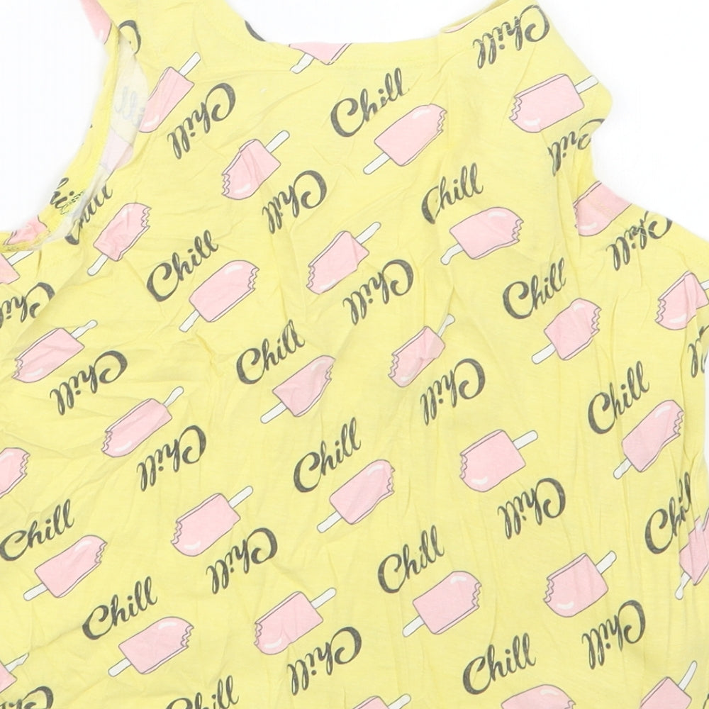 M&Co Girls Yellow Geometric Basic Tank Size 11-12 Years