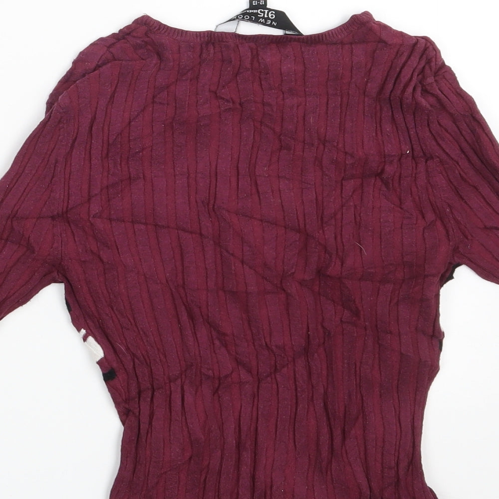 New Look Girls Purple Striped Pullover Sweatshirt Size 12-13 Years