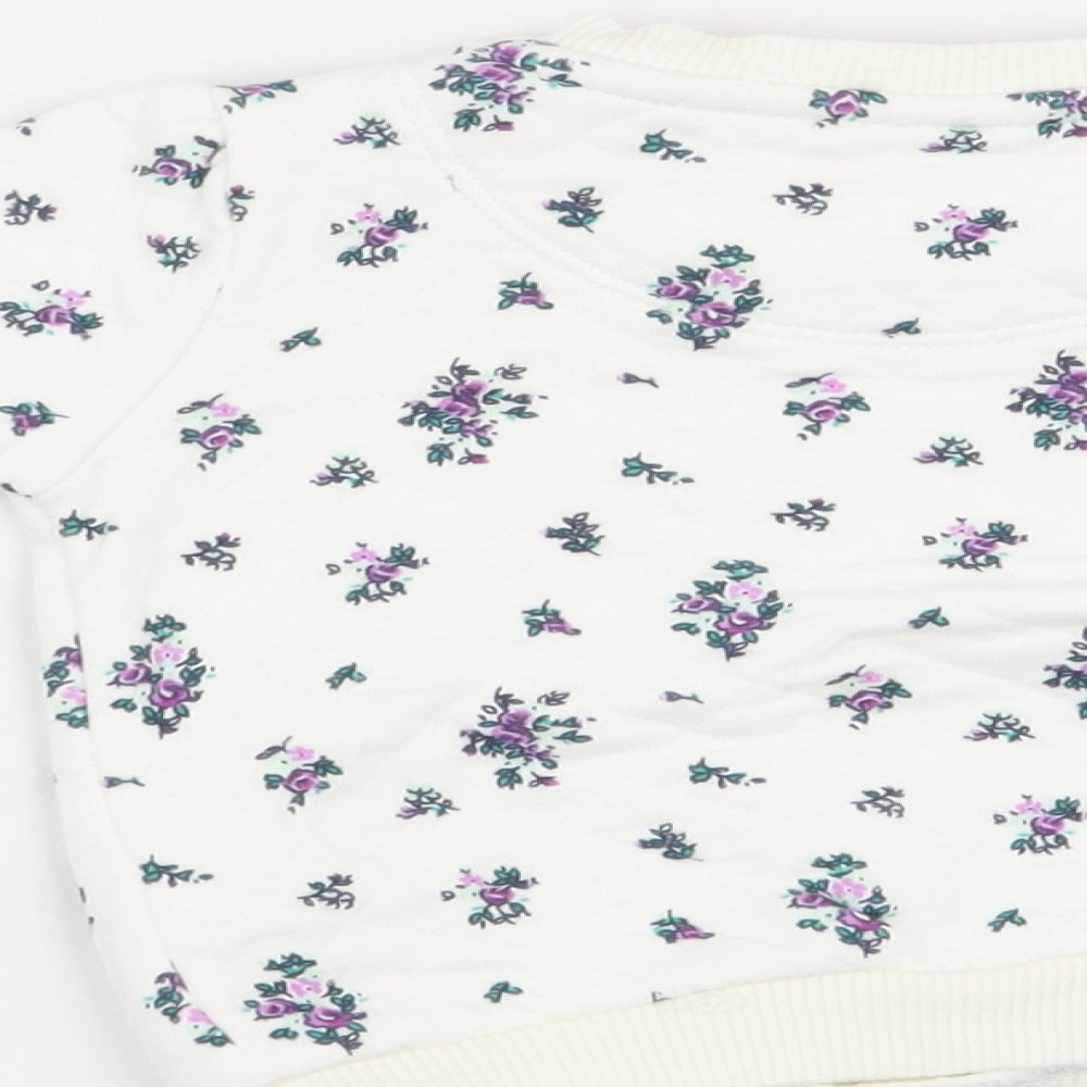 F&F Girls White Floral Pullover Jumper Size 0-3 Months