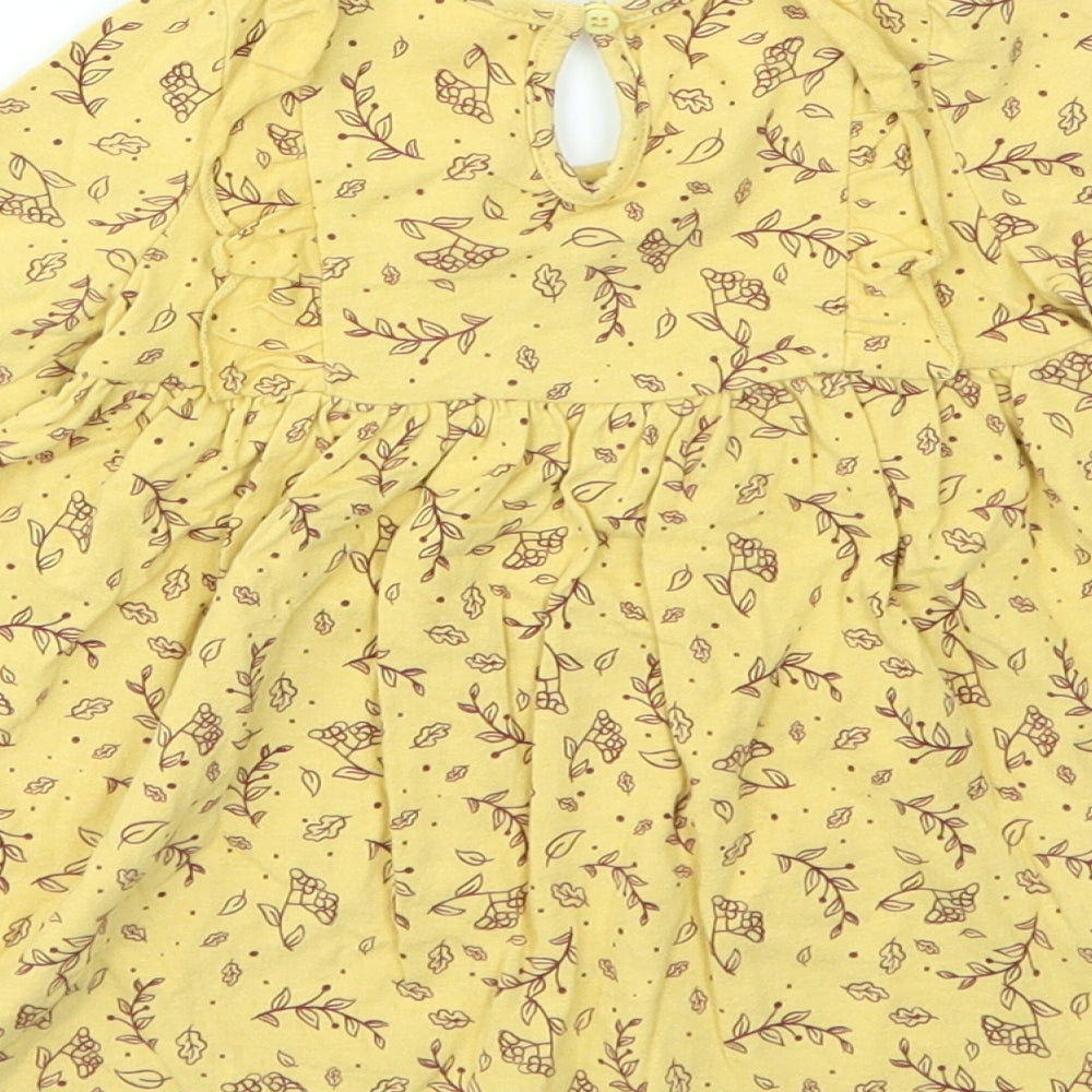 SO CUTE Girls Yellow Animal Print Fit & Flare Size 9-12 Months